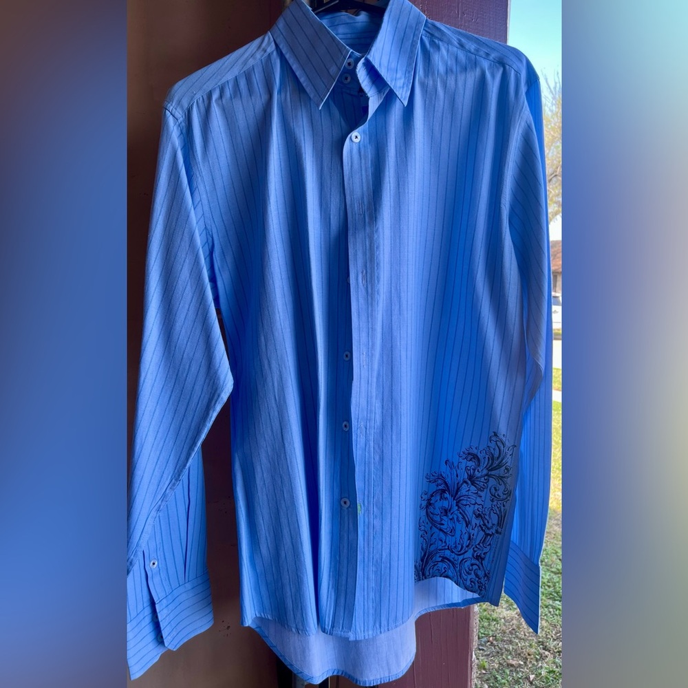 Affliction Blue Pinstripe Button Down Shirt